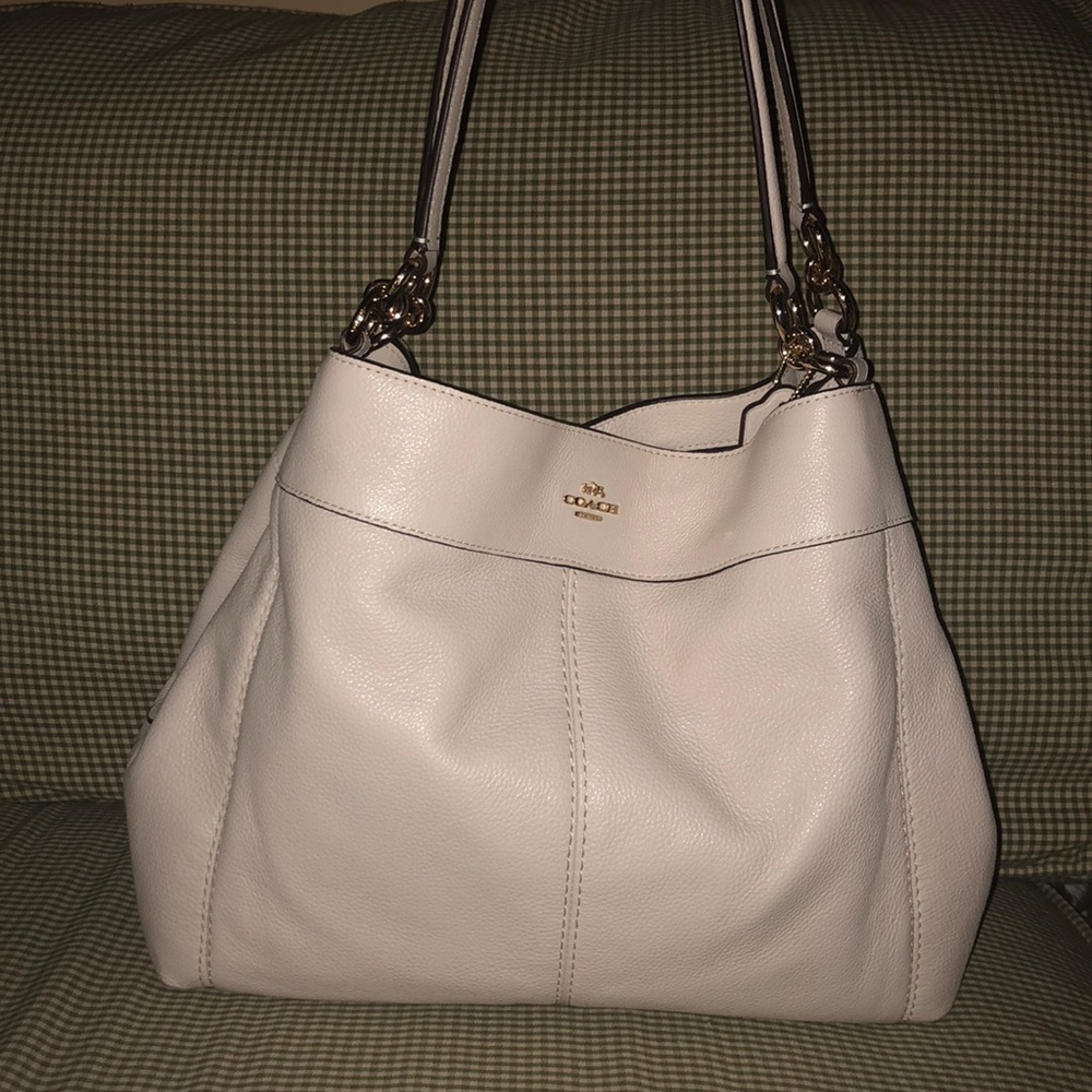 New with tags white leather coach purse